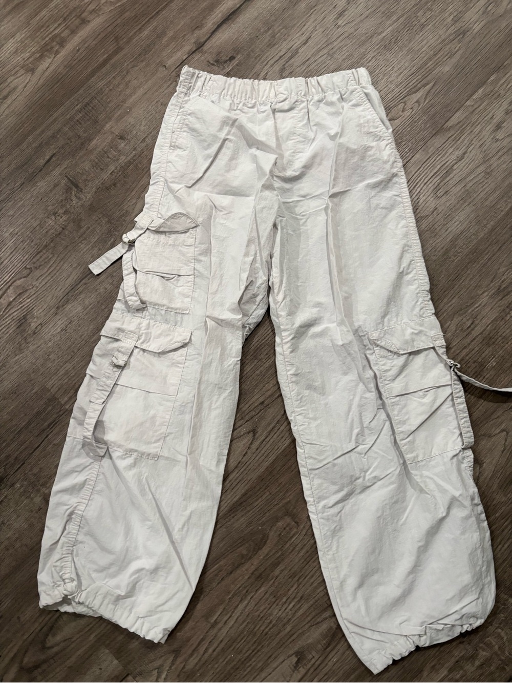 Forever 21 Wide Leg Parachute Cargo Pants White Womens Size S